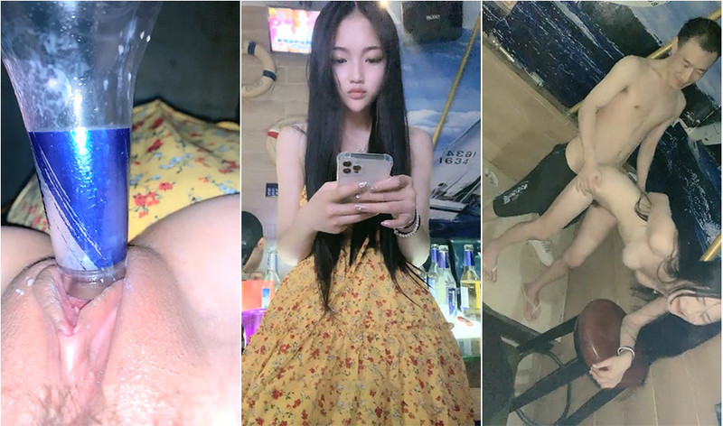 OO後清純女神級萌妹KTV赴約,碎花連衣裙少女感十足,KTV裏大顯身手,壹邊唱歌壹邊拿啤酒瓶摩擦小茓}