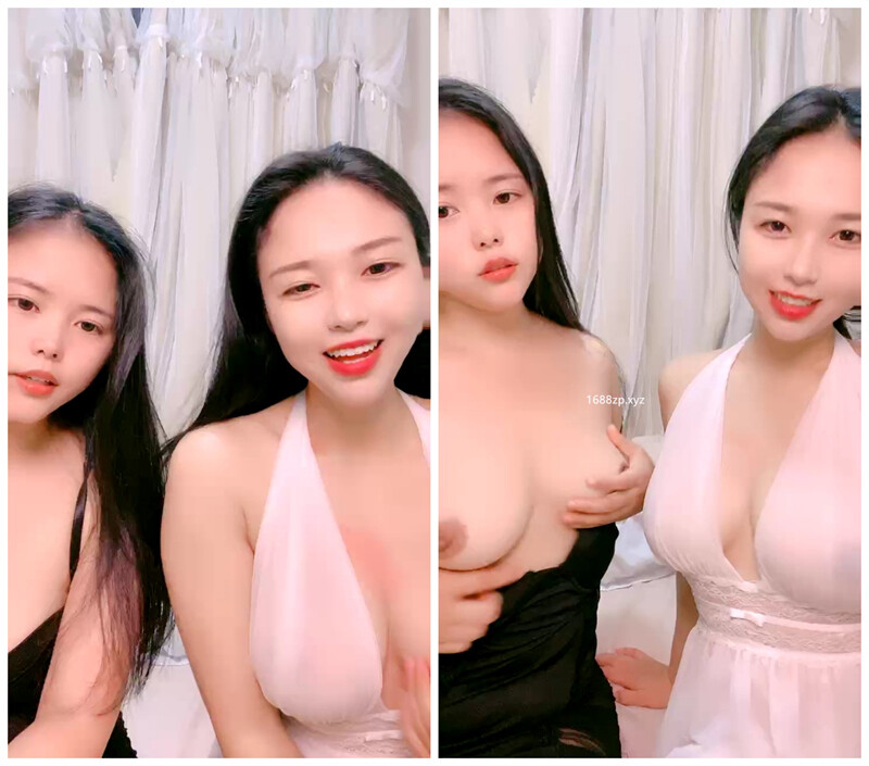 甜美小姐姐姐妹一起双女假屌磨穴互插，舌吻掏出奶子舔弄，翘起大白肥臀后入抽插}