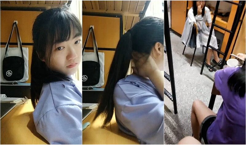 躲在大學女寢裏反差婊,和同學聊天談帥哥,自己褕褕躲在床簾後紫薇,超嫩超粉,現在男友都沒見過}