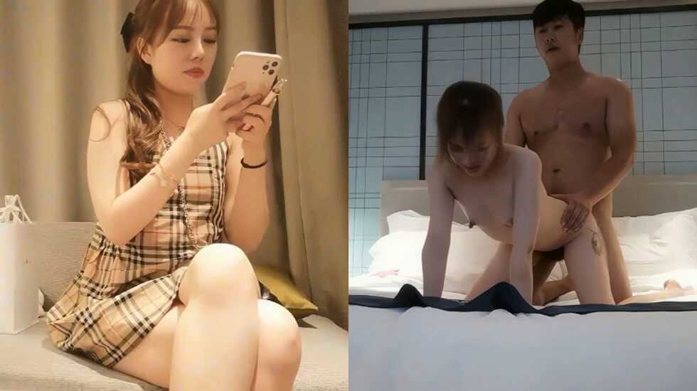 甜美白皙格子裙漂亮妹子，脱掉内裤骑坐身上露大白屁股}