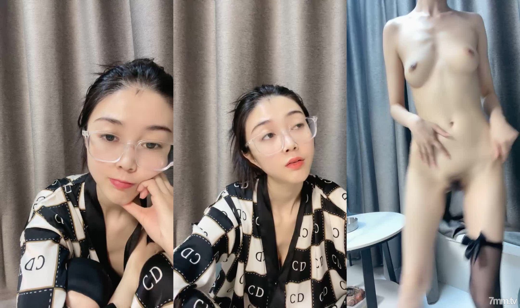 御姐范眼镜气质美女！苗条身材脱衣舞！细腰扭动黑丝美腿，M腿掰穴特写，逼毛杂乱贫乳奶}