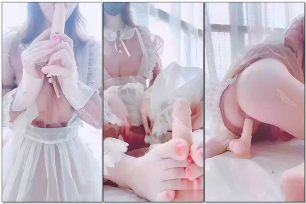最美推特网红少女『恶犬』4月新作-透明制服 咖啡女仆 漂亮美乳 粉嫩浪穴 骑乘呻吟