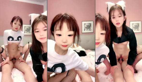 两个超嫩小萝莉 双女自慰 两女争吃一个鸡鸡 叠罗汉被大屌轮流狂操~无套内射中出