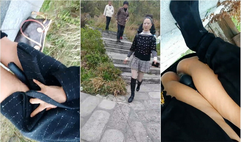 熟女大姐很風情,立春踏青野山頭戶外大膽露出,遇到遊玩壹家人趕忙穿衣}