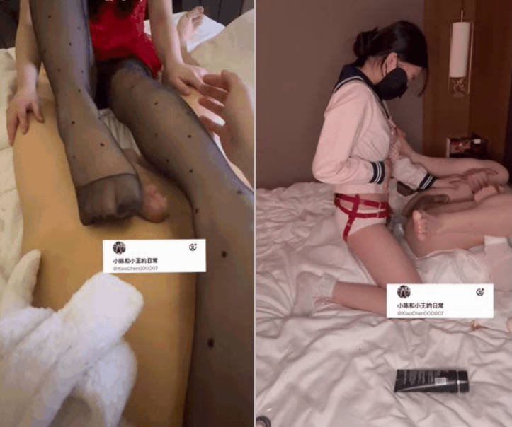 【2月最新】00后持证夫妻，偶尔分享给单男「小陈和小王的日常」《足交调教完整版》+《男女反向戴上阳具肛交》（3V） (1)}